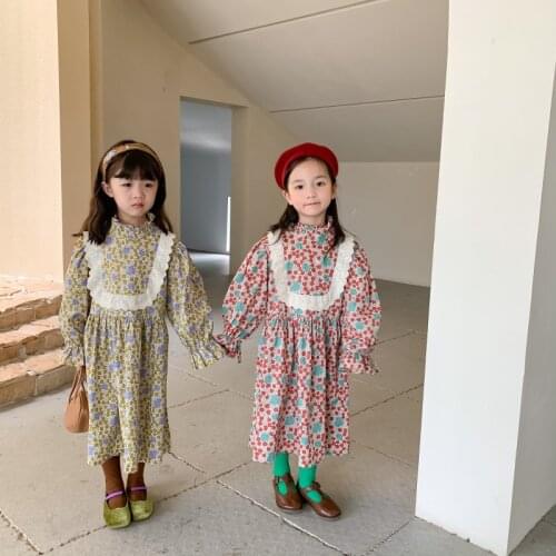 Girl Dress Kids Baby Gown 2021 Retro Spring Autumn Toddler School Uniform Dresses Christmas Cotton Children Clothing