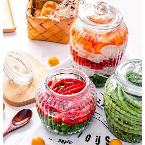 Transparent glass pickling jar kitchen sealed glass bottle tea storage box