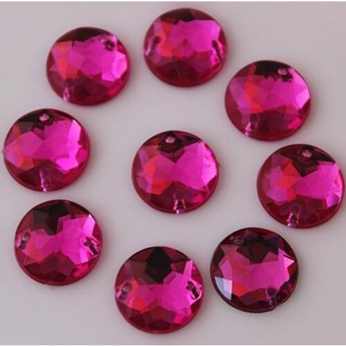 Rose Red Sew On Rhinestones Crystal Acrylic Sewing Rhinestones Flatback Acrylic Round Chamfering For Garment S331