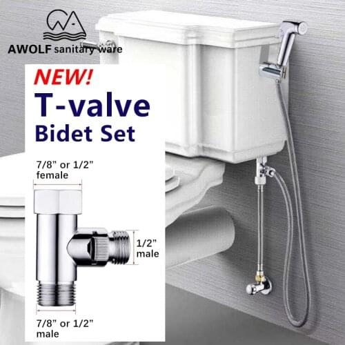 Hand Held Bidet Sprayer Stainless Steel ABS Toilet Bidet Shattaf New Arrival Brass T-valve Set Diaper Rinse Shower Faucet AP2157