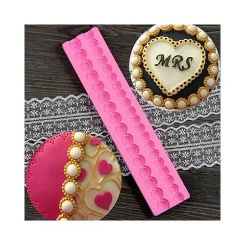 DIY Baking Cake Bounded Pearl Lace Decoration Silica Gel Dry Biscuit Fondant Mold Pace Clay A596