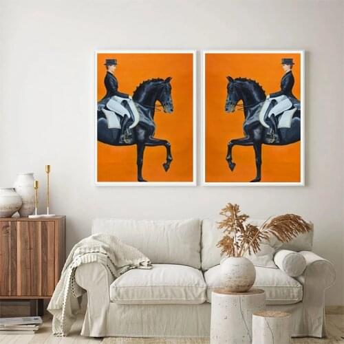 Modern Knight Horse Riding Wall Art Canvas Painting Nordic Posters and Prints Wall Pictures for Living Room Interesting Decor