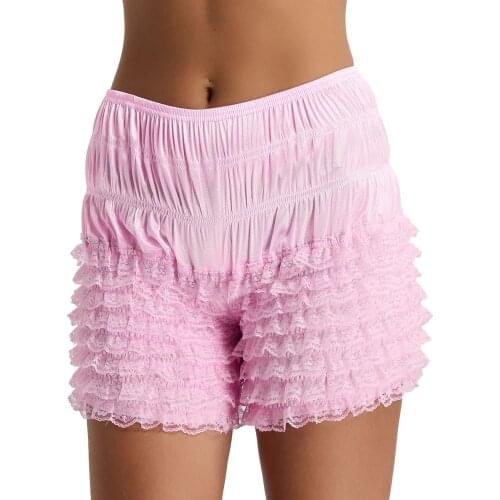 TiaoBug Women Tiered Ruffle Lace Stage Performance Dance Bloomers Safety Knickers Super Soft Stretchy Dance Panties Sexy Shorts