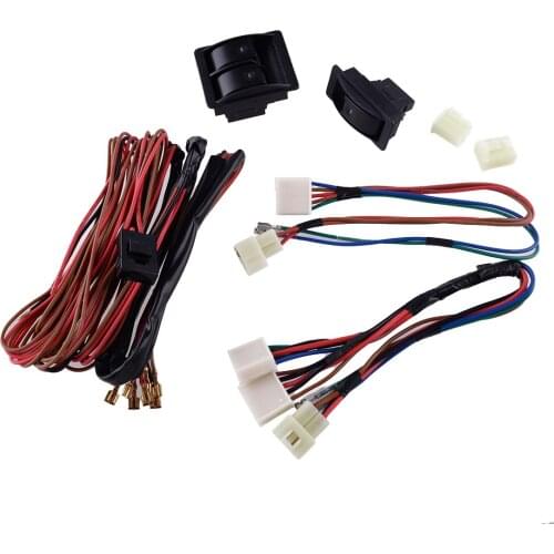 Universal Truck Master Electric Power Window Regulator Control Switch Kit with Wire Harness 12V Accessories Car