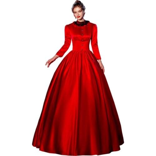 Victorian dress rococo Wine Red Palace dress drama stage studio Halloween queen costume victorian dress prom dress