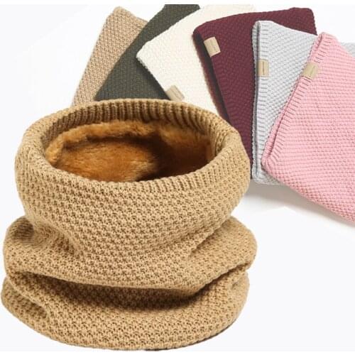 Knitted Winter Thick Ring Scarf for Women Soft Warm Cotton Neck Gaiter Lady Outdoor Ski Face Cover Snood Scarves Foulard 2021