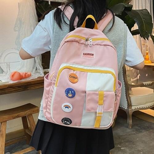 Womens School Backpack for Girls Anti Theft Bagpack Casual Female Back Pack Patchwork Rucksack Ladies Travel Backpacks Mochila