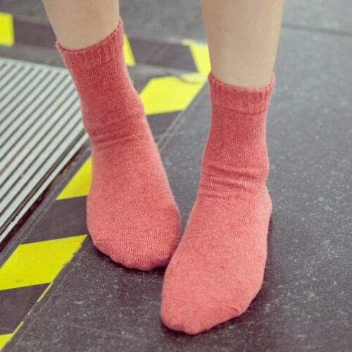 10 pieces= 5 pairs new winter warm socks joker tablet single color with thick warm women wool socks, winter wool women socks