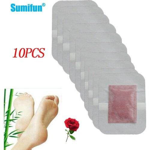 10Pcs Medican Herbal Rose smell Foot Detox Patch Remove Toxin Slim Adhesive Pads Improve Sleep Foot Care Medical Plasters