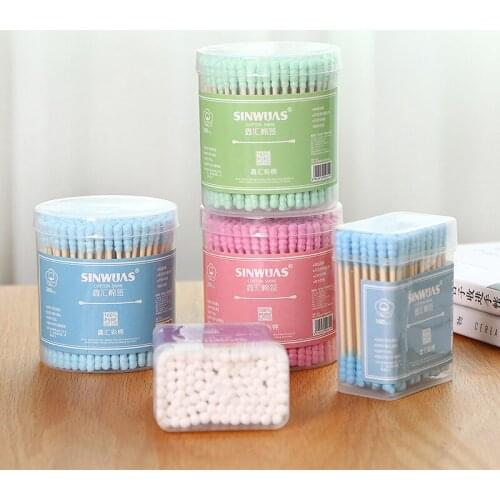 100/200Pcs/box Hygiene Bamboo Baby Cotton Swab Wood Sticks Soft Buds Cleaning Ears Tampons Cotonete Pampons Health Beauty