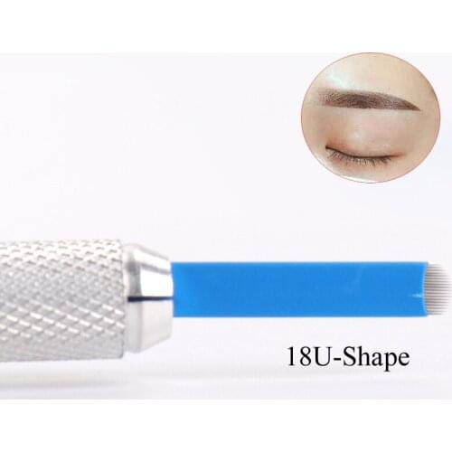 20pcs Professional Microblading Needles 18u Shape Permanent Makeup Supply Disposable Eyebrow Lip Tattoo Blade for 3d Manual Pen