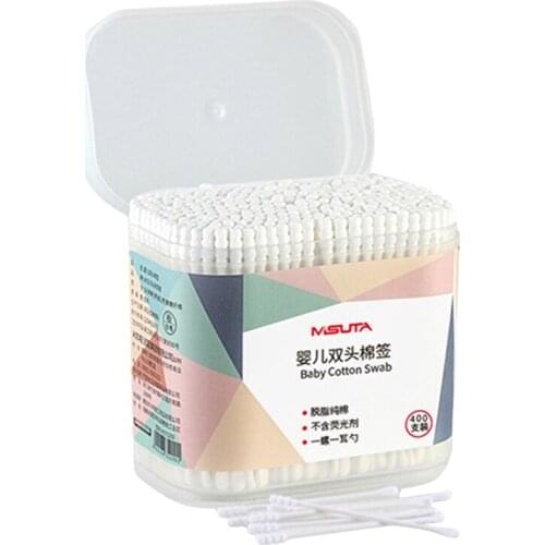 400 Pcs Fine Paper Stick Double Screw Cotton Swab Baby Safety Cotton Buds Baby Clean Ears Health Tampons
