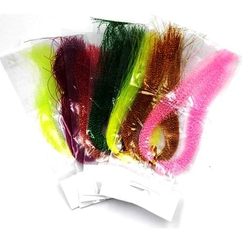 5Packs Flashabou, Holographic Tinsel Fly Fishing Tying Crystal Flash String Jig Hook, Lure Making, Fishing Material Pink red etc