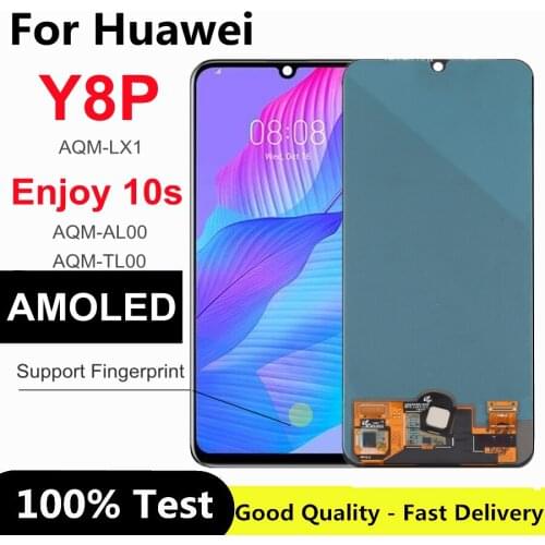 6.3" AMOLED For Huawei Enjoy 10s LCD Display Touch Screen Digitizer Assembly Replacement For Huawei AQM-LX1 Y8P 2020