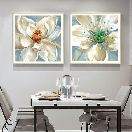 Abstract Flower Decorative Canvas Painting Wall Art Hand Painted Oil Painting White Flower Painting Canvas Art Modern Home Decor