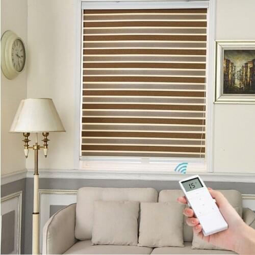 Decopedia Zebra Blinds Motorized with Lithium Battery Motor Automatic Electric Roller Blinds for Living Room Bedroom Office