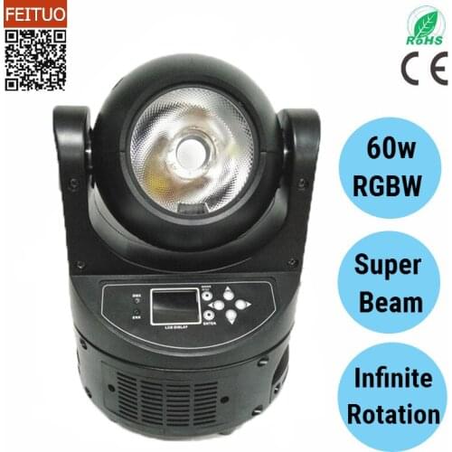 Free shipping 60w LED Beam Moving Head Spot Light RGBW 4IN1 DMX 60W Stage Party Bar Show Wedding DJ Lighting spot moving head