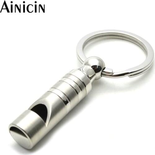 Pet Dog Training Sound Human Own Help Cylinder Shape Short Whistle 316L Stainless Steel Key Chains Children Keyring Jewelry