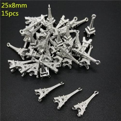 25x8mm 15pcs Alloy Beads Cap Ancient Silver Charms Tower Shape Pendant Charms For Jewelry Making DIY Accessories PJ020