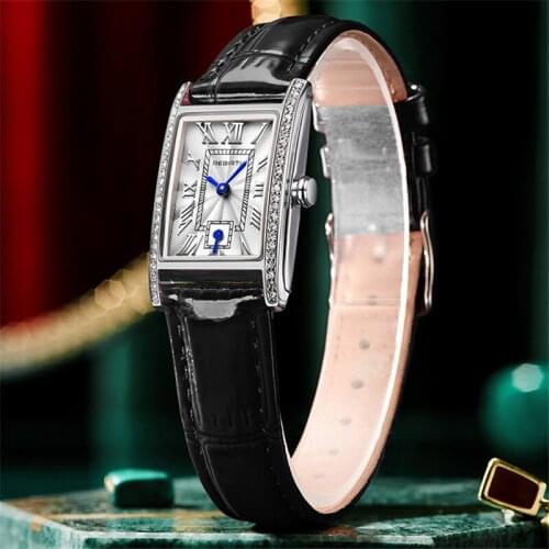 REBIRTH Classic Women Watch Top Brand Luxury Female Waterproof Clock Leather Bracelet Fashion Rectangle Ladies Wristwatch 2016