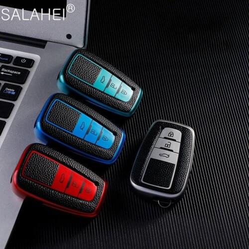 Luxury TPU Leather Car Key Case Cover For Toyota Camry Prado 2017 2018 CHR Prius Corolla RAV 4 Auto Smart Key Shell Accessories