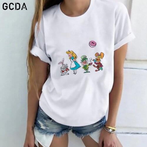 Cute Art Alice in Wonderland Mad Hatter Painting Tshirts Ladies Women Tops Aesthetic Clothes Graphic Female T-Shirt