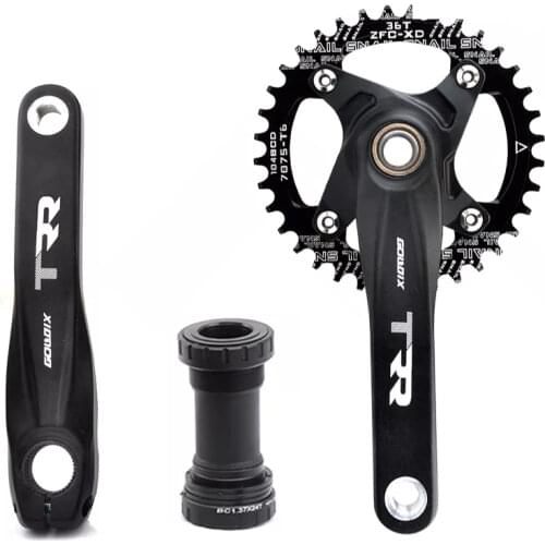 GOLDIX bicycle crank chainwheel 104BCD MTB Bike Crankset Aluminum Alloy With Bottom 170mm175mm crank black 32T 34T 36T 38T plate