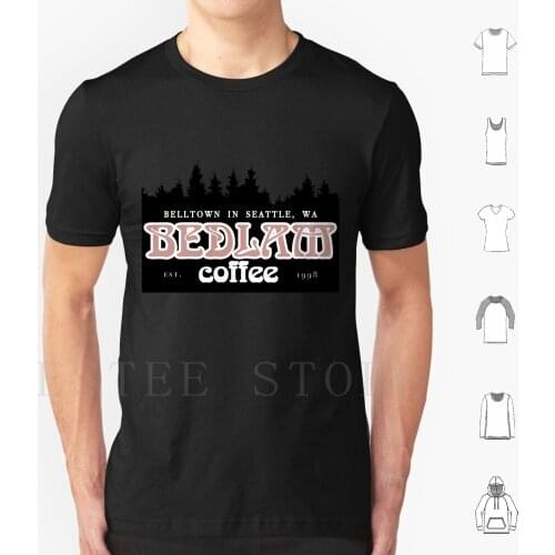Bedlam Coffee T Shirt DIY Big Size 100% Cotton Seattle Washington Coffee Café Northwest Pacific Forest