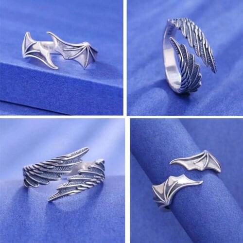 Angel Demon Wing Couples Rings For Women Men Matching Best Friend Trendy Promise Ring for Teen Thumb Jewelry Engagement