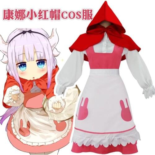 Kobayashi-san Chi no Maid Dragon cosplay KannaKamui cos Halloween female Maid costumes shirt+dress+apron+shawl+bow+tie