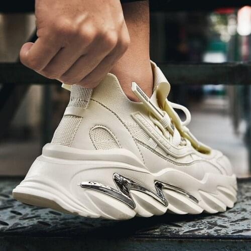 Brand Designer Men Shoes Breathable Mesh Men Running Shoes Chunky Men Sneakers Comfortable Zapatillas Hombre Men Vulcanize Shoes