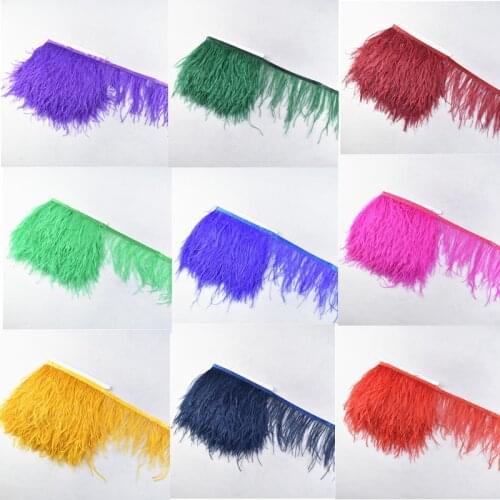 1meter High quality fluffy ostrich feather Trimming height 8-10cm feathers ribbon for DIY wedding party dresss decoration craft