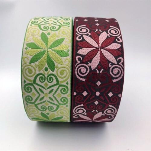 50MM Width Purple Black Geometric Single Face Jacquard Embroidered Ribbons DIY Apparel Wrapping Trim Sewing Accessories