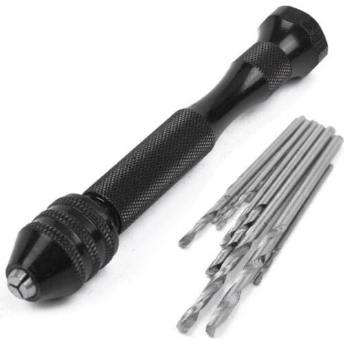 GTBL Mini Hand Drill,Precision Pin Vise Woodworking Hand Drill, miniature drill + 10pcs Mini Micro-Drill bit set with keyless Ch