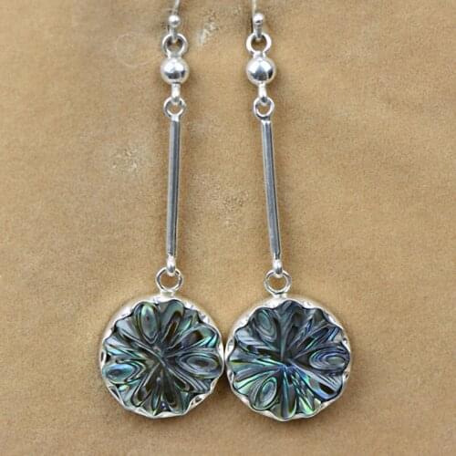 Fashion Design Drop Earrings For Lady 925 Sterling Silver Abalone Shell Handmade Earrings Fine Jewelry Wedding Party 2019