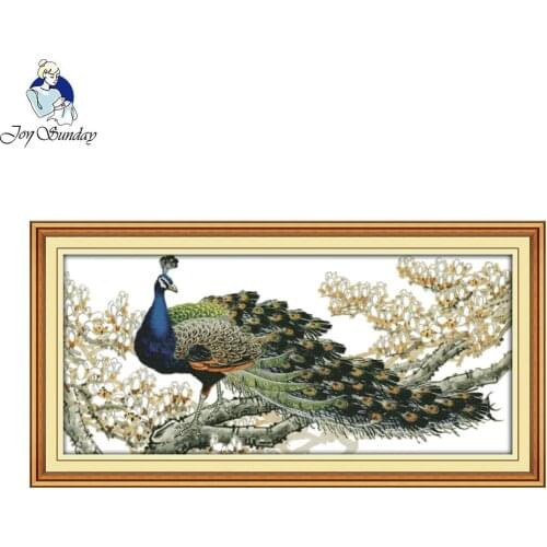 Joy Sunday beautiful Peacock cross stitch kits for home decoration in hall