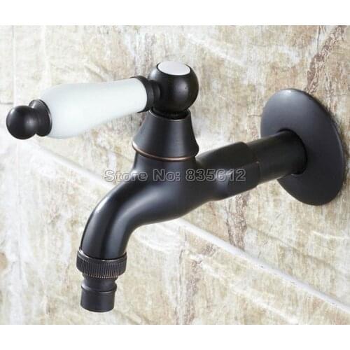 Wall Mounted Black Oil Rubbed Bronze Ceramic Handle Washing Machine Faucet /Garden Water Tap Wav115