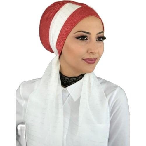 New Fashion 2021 Hijab Turban Lady Hat Seasonal Scarf Hijab Foulard Single Size Pomegranate Flower Color Horsehair Bone