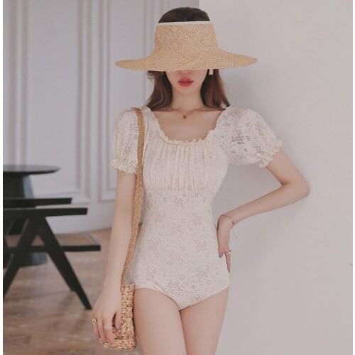 2021 New Korean Style One Piece Swimwear Women Solid Swimwear Padded Swimsuit Bathing Suit Sexy Monokini Beachwear