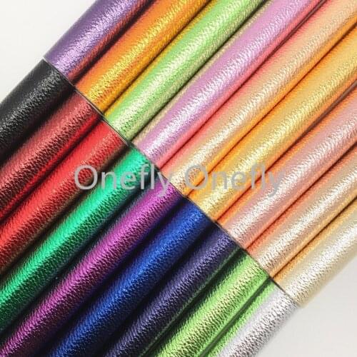 Onefly Wholesales Dropshipping Leather Supplier Metallic Litchi Synthetic Faux Vinyl Leather Fabric Sheets For Bow DIY R2038
