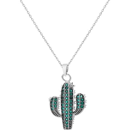 Cute Cactus Pendant Necklace Green Stone Choker Necklace Femme Wedding Party Gifts for Women Fashion Jewelry 2021 New