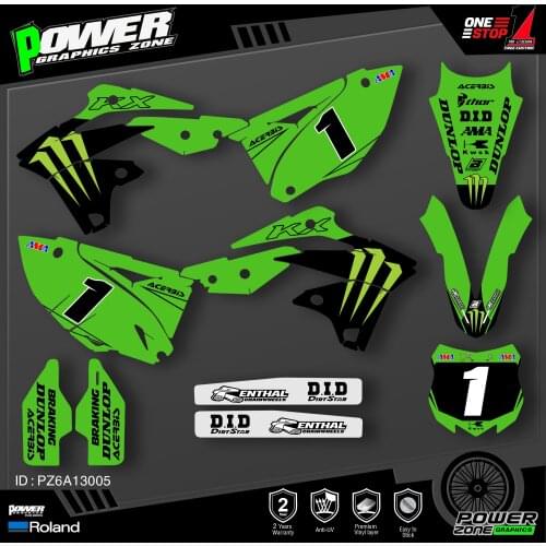 PowerZone Custom Team Graphics Decals Stickers Kit For Kawasaki Decal 2013 2014 2015 2016 KXF250 KX250F 005