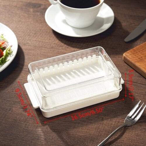 H55A Plastic Butter Cutting Storage Box Transparent Cheese Cutter Slicer Keeper Tray Container with Lid