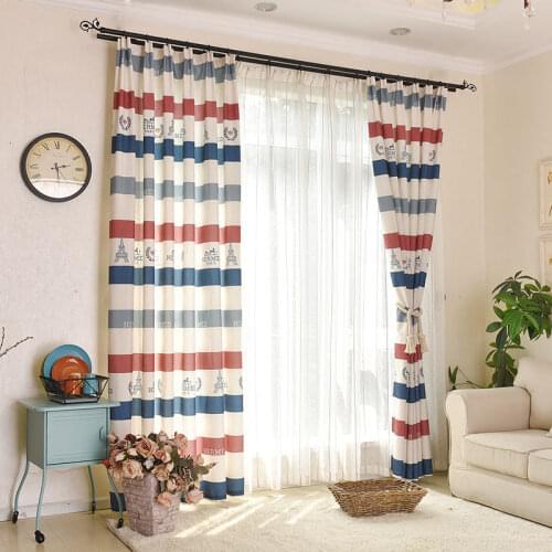 Mediterranean Style Tower Striped Printed Curtains For Children Living Room Cortinas Para Sala De Luxo Rideaux Pour Le Salon
