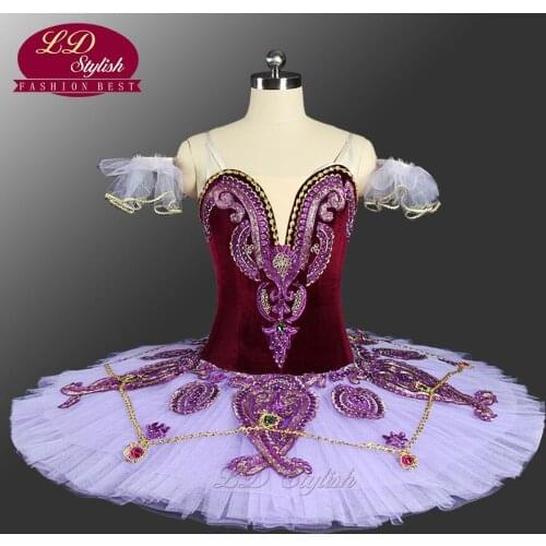 Purple Professional Ballet Tutu With Velvet Pancake Tutu Ballerina LD0045 Stage Dancewear Costumes Adult Classical Ballet Tutu