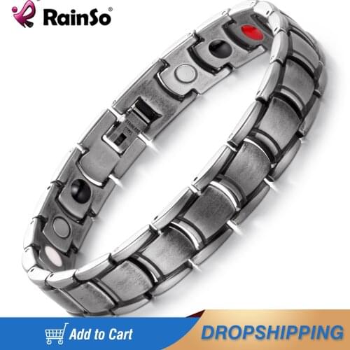 Rainso Vintage Jewelry Healing FIR Magnetic Titanium Bio Energy Bracelet For Men Blood Pressure Accessory Fashion Bracelets