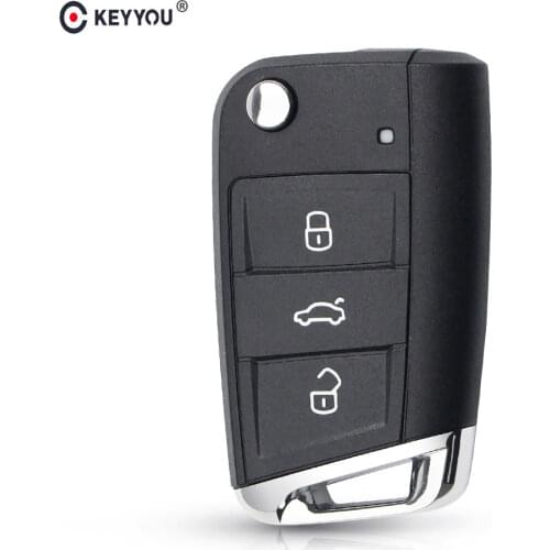 KEYYOU Folding Car key Switchblade Key Flip key Shell For Volkswagen Passat Golf 7 MK7 Skoda Seat Leon For Skoda Octavia