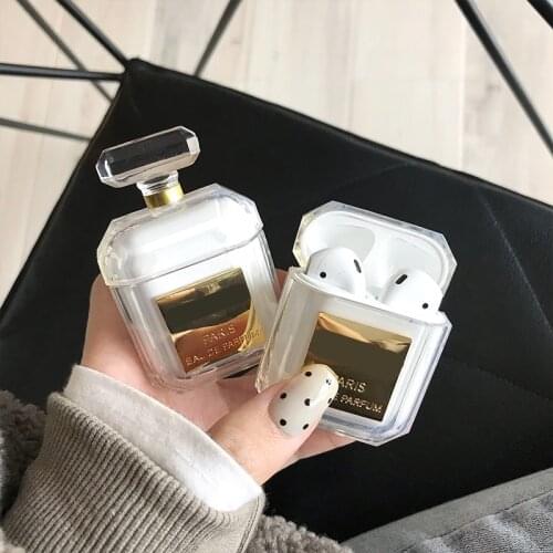Wireless Earphone Shell Box Perfume Bottle Silicone Case for Airpods Case Earphone Protective Cover with Metal Chain