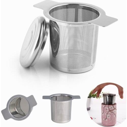 Tea Infuser With Lid Stainless Steel Fine Mesh Coffee Filter Teapot Cup Hanging Loose Leaf Tea Strainer Herbal Teaware Kitchen