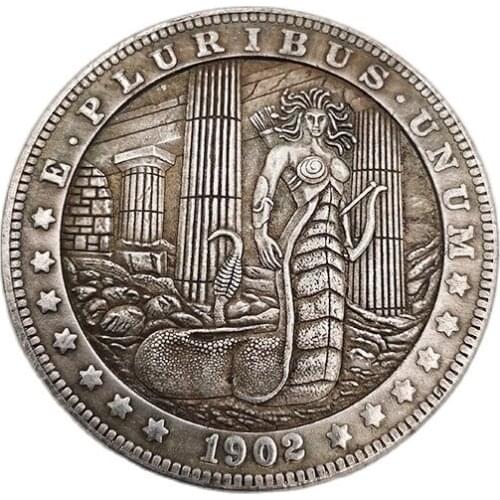 Medusa Coin 1902 Wanderer Morgan Commemorative Coins Silver Plate Crafts Collect Coins Home Decoration Gifts